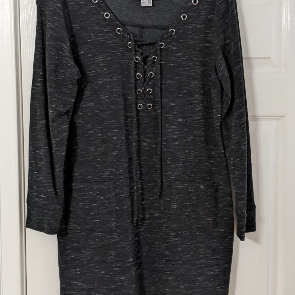 VENS Black Lace Up Tunic